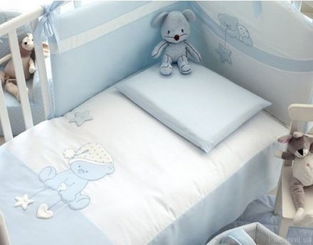 Mary Baby Постельный комплект Stellina голубой 12/CP/ST/AZ Mary Baby Постельный комплект Stellina голубой 12/CP/ST/AZ