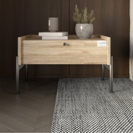 Тумба приліжкова LION Wood з однією шухлядою Дуб Сонома (чорні ножки) (LION-041321) Тумба приліжкова LION Wood з однією шухлядою Дуб Сонома (чорні ножки) (LION-041321)