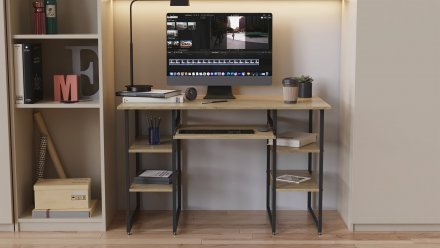 Письмовий стіл Ferrum-decor Тім 75x140x60 чорний ДСП Дуб Сонома 16мм (FRD-103961)