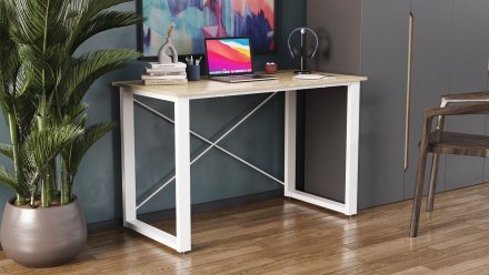 Письмовий стіл Ferrum-decor Драйв 750x1200x600 Білий метал ДСП Дуб Сонома 16 мм (FRD-103125) Письмовий стіл Ferrum-decor Драйв 750x1200x600 Білий метал ДСП Дуб Сонома 16 мм (FRD-103125)