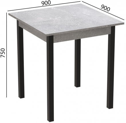 Стіл кухонний Ferrum-decor Дієго 75x90x90 Чорний ДСП Бетон 16мм (FRD-105581) Стіл кухонний Ferrum-decor Дієго 75x90x90 Чорний ДСП Бетон 16мм (FRD-105581)