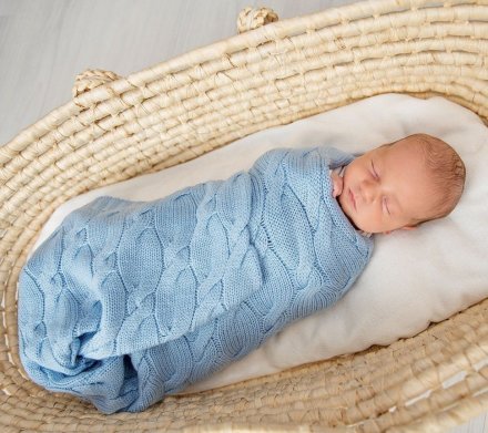 Плед плетений Premium Merino 80x100 см Baby Blue lullalove-0654 Плед плетений Premium Merino 80x100 см Baby Blue lullalove-0654