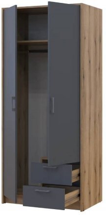 Шафа для одягу Doros Ронді Дуб Артизан/Графіт 2ДСП 82х52х195 DRS-011657 (80737804)