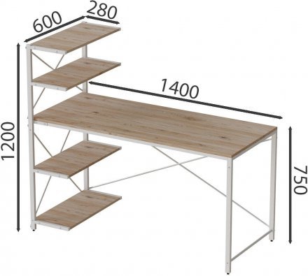 Комп'ютерний стіл Ferrum-decor Джек 75x140x60 Білий ДСП ДСП Дуб Сан-Марино (FRD-104408)