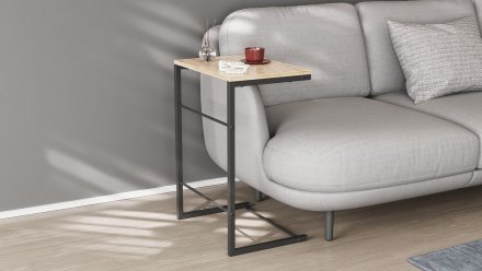 Столик приставний Террі Ferrum-decor 650x440x330 Чорний метал ДСП Дуб Сан-Марино 16 мм (FRD-104649)