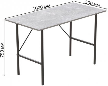 Стіл письмовий LINE Тайм Ferrum-decor 750x1000x500 Чорний метал ДСП Бетон 16 мм (FRD-104870)