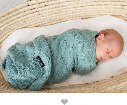 Плед плетений Premium Merino 80x100 см Sage lullalove-6661 Плед плетений Premium Merino 80x100 см Sage lullalove-6661