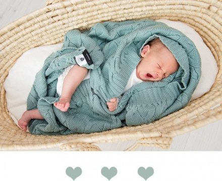Плед плетений Premium Merino 80x100 см Sage lullalove-6661 Плед плетений Premium Merino 80x100 см Sage lullalove-6661