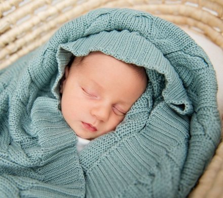 Плед плетений Premium Merino 80x100 см Sage lullalove-6661 Плед плетений Premium Merino 80x100 см Sage lullalove-6661