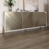 Комод з золотими металевими ніжками LION Амарант 168x40x76,5 см Бетон Style/Перламутровий металік (LION-041972)