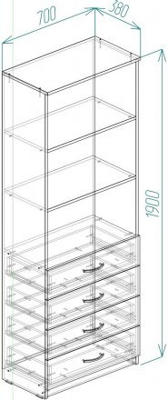 Шафа Анжело Ferrum-decor на 3 полиці з 4 ящики 1900x700x380 ДСП Бетон 16 мм (FRD-105024) Шафа Анжело Ferrum-decor на 3 полиці з 4 ящики 1900x700x380 ДСП Бетон 16 мм (FRD-105024)