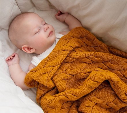 Плед плетений Premium Merino 80x100 см Mango lullalove-9358 Плед плетений Premium Merino 80x100 см Mango lullalove-9358