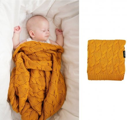 Плед плетений Premium Merino 80x100 см Mango lullalove-9358 Плед плетений Premium Merino 80x100 см Mango lullalove-9358