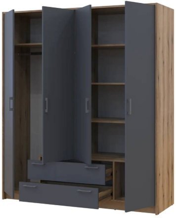 Шафа для одягу Doros Ронді Дуб Артизан/Графіт 4ДСП 160х52х195 DRS-011659 (80737824) Шафа для одягу Doros Ронді Дуб Артизан/Графіт 4ДСП 160х52х195 DRS-011659 (80737824)