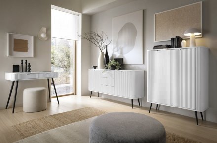 Комод Perfect Home Зова / Zova 2-дверний з 3 шухлядами і чорними ніжками KSZ168 Білий (PFH-091279)