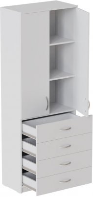 Шафа Анжело Ferrum-decor на 3 полиць з 2 дверима та 4 ящики 1900x700x380 ДСП Біле 16 мм (FRD-105025) Шафа Анжело Ferrum-decor на 3 полиць з 2 дверима та 4 ящики 1900x700x380 ДСП Біле 16 мм (FRD-105025)