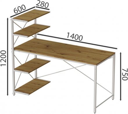 Комп'ютерний стіл Ferrum-decor Джек 75x140x60 Білий ДСП Артизан (FRD-104412) Комп'ютерний стіл Ferrum-decor Джек 75x140x60 Білий ДСП Артизан (FRD-104412)