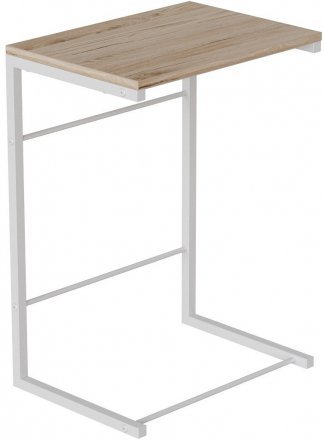 Столик приставний Террі Ferrum-decor 650x440x330 Білий метал ДСП Дуб Сан-Марино 16 мм (FRD-104656)
