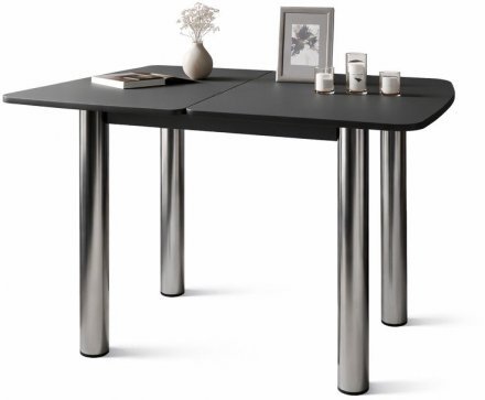 Обідній стіл розкладний LION Нота чорні ніжки Бетон Style 60x90/90x120 (LION-045134)