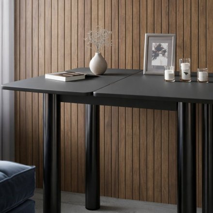 Обідній стіл розкладний LION Нота чорні ніжки Бетон Style 60x90/90x120 (LION-045134)