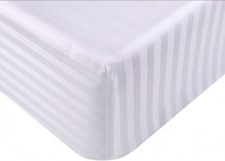 Простирадло Готель сатин страйп 1х1 білий Туреччина 90х200х25 на гумці svt-2000022298988