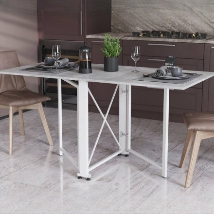 Стіл-книга трансформер Оріон 2 Ferrum-decor 750x1520x730 Білий метал ДСП Бетон 16 мм (FRD-104596)