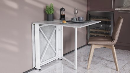Стіл-книга трансформер Оріон 2 Ferrum-decor 750x1520x730 Білий метал ДСП Бетон 16 мм (FRD-104596)