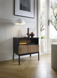 Тумба приліжкова з підсвіткою Perfect Home Сенто / Sento S54 з 1 шухлядою Чорний/дуб вотан (PFH-091484) Тумба приліжкова з підсвіткою Perfect Home Сенто / Sento S54 з 1 шухлядою Чорний/дуб вотан (PFH-091484)