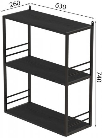 Книжкова полиця універсальна Ferrum-decor Стим 2 74x63x26 чорний ДСП Сосна Кембра 16мм (FRD-104108)
