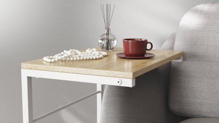 Столик приставний Террі Ferrum-decor 650x440x330 Білий метал ДСП Дуб Сонома 16 мм (FRD-104658)