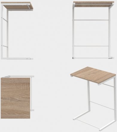 Столик приставний Террі Ferrum-decor 650x440x330 Білий метал ДСП Дуб Сонома 16 мм (FRD-104658)