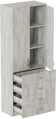 Шафа Анжело Ferrum-decor на 3 полиць з 2 дверима та 4 ящики 1900x700x380 ДСП Бетон 16 мм (FRD-105030)
