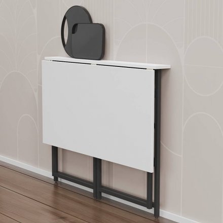 Стіл розкладний Моріс Ferrum-decor 750x1000x600 Чорний метал ДСП Біле 16 мм (FRD-104669) Стіл розкладний Моріс Ferrum-decor 750x1000x600 Чорний метал ДСП Біле 16 мм (FRD-104669)