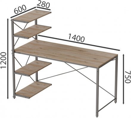 Комп'ютерний стіл Ferrum-decor Джек 75x140x60 Сірий ДСП Дуб Сан-Марино (FRD-104415)