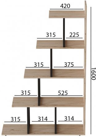 Етажерка Ferrum-decor Стелла 1600x1020x300 Чорний метал ДСП Дуб Сан-Марино (FRD-103464) Етажерка Ferrum-decor Стелла 1600x1020x300 Чорний метал ДСП Дуб Сан-Марино (FRD-103464)