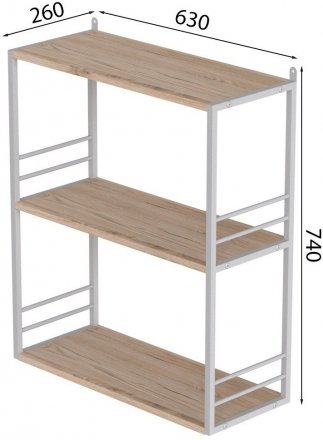 Книжкова полиця універсальна Ferrum-decor Стім 2 74x63x26 білий ДСП Дуб Сан-Марино 16мм (FRD-104110)