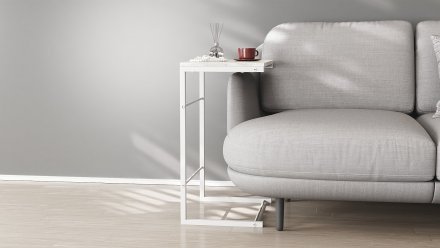 Столик приставний Террі Ferrum-decor 650x440x330 Білий метал ДСП Бетон 16 мм (FRD-104661) Столик приставний Террі Ferrum-decor 650x440x330 Білий метал ДСП Бетон 16 мм (FRD-104661)