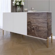Комод закритий у вітальню на золотих металевих ніжках LION Грей 154x38x76,5 см Німфея Альба (білий)/Дерево (LION-041844)