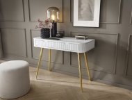 Стіл туалетний Perfect Home Зова / Zova з 2 шухлядами та золотими ніжками T103 Білий (PFH-091299) Стіл туалетний Perfect Home Зова / Zova з 2 шухлядами та золотими ніжками T103 Білий (PFH-091299)