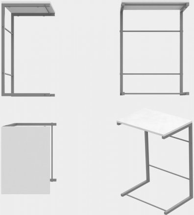 Столик приставний Террі Ferrum-decor 650x440x330 Сірий метал ДСП Біле 16 мм (FRD-104662)