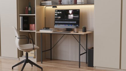 Стіл письмовий Line Тайм Ferrum-decor 750x1200x500 Чорний метал ДСП Дуб Сан-Марино 16 мм (FRD-104879) Стіл письмовий Line Тайм Ferrum-decor 750x1200x500 Чорний метал ДСП Дуб Сан-Марино 16 мм (FRD-104879)