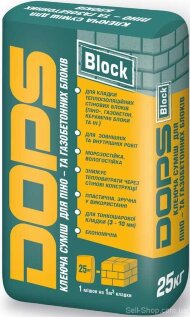 Клейова суміш для піно та газобетонних блоків DOPS Block