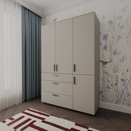Шафа для одягу Doros Торн Кашемір 3 ДСП/3Ш (штанга) 135х51.6х200 (DRS-012061)