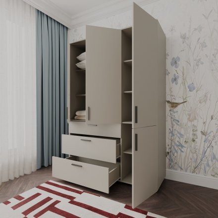Шафа для одягу Doros Торн Кашемір 3 ДСП/3Ш (штанга) 135х51.6х200 (DRS-012061)