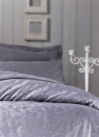 Постільний комплект 200х220 см Deluxe Jacquard Sateen Rimma сірий Постільний комплект 200х220 см Deluxe Jacquard Sateen Rimma сірий