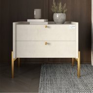Тумба приліжкова LION Wood з двома шухлядами Бетон style (золоті ножки) (LION-041338) Тумба приліжкова LION Wood з двома шухлядами Бетон style (золоті ножки) (LION-041338)