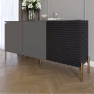 Комод закритий у вітальню на золотих металевих ніжках LION Грей 154x38x76,5 см Антрацит/Асфальт (LION-041818) Комод закритий у вітальню на золотих металевих ніжках LION Грей 154x38x76,5 см Антрацит/Асфальт (LION-041818)