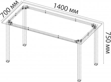 Стіл універсальний Knap Ferrum-decor 750x1400x700 Чорний метал ДСП Бетон 16 мм (FRD-106384)