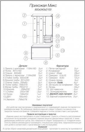 Передпокій для дому Еверест Мікс венге + дуб молочний (DTM-2183)