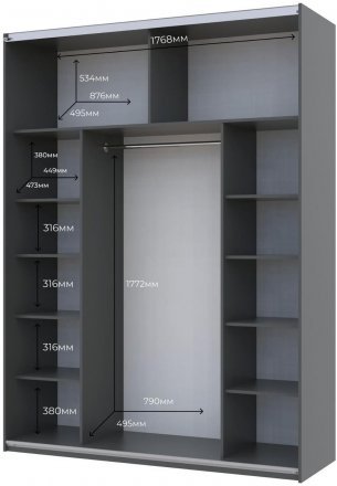 Шафа-купе двохдверна Doros G-Caiser 180х60х240 см Графіт/Дуб евок/1 Чорне скло (DRS-011228) Шафа-купе двохдверна Doros G-Caiser 180х60х240 см Графіт/Дуб евок/1 Чорне скло (DRS-011228)